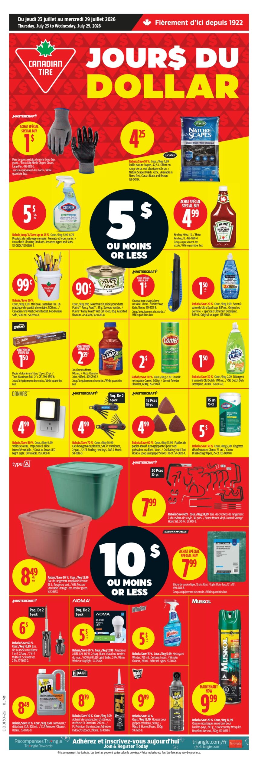 Circulaire Canadian Tire Jours Du Dollar Du 23 Au 29 Juillet 2026 - Page 1